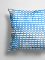 14 in x 14 in Outdoor Throw PillowBeach Watercolor Waves Fabric Decorative Pillow