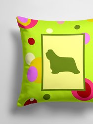 14 in x 14 in Outdoor Throw PillowBearded Collie Fabric Decorative Pillow