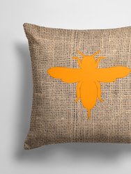 14 in x 14 in Outdoor Throw PillowBee Burlap and Orange BB1057 Fabric Decorative Pillow