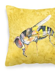 14 in x 14 in Outdoor Throw PillowBee on Yellow Fabric Decorative Pillow