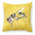 14 in x 14 in Outdoor Throw PillowBee on Yellow Fabric Decorative Pillow