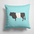 14 in x 14 in Outdoor Throw PillowBelted Galloway Cow Blue Check Fabric Decorative Pillow