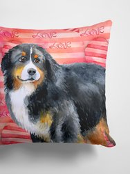 14 in x 14 in Outdoor Throw PillowBernese Mountain Dog Love Fabric Decorative Pillow