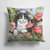 14 in x 14 in Outdoor Throw PillowBlack and White Cat in Poppies Fabric Decorative Pillow