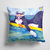 14 in x 14 in Outdoor Throw PillowBlack and white Cat Surfin Bird Fabric Decorative Pillow