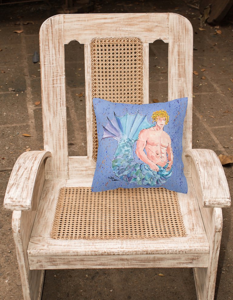 14 in x 14 in Outdoor Throw PillowBlonde Merman Fabric Decorative Pillow