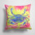 14 in x 14 in Outdoor Throw PillowBlue Crab Bright Pink and Green Fabric Decorative Pillow