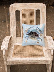 14 in x 14 in Outdoor Throw PillowBlue Crab Fabric Decorative Pillow