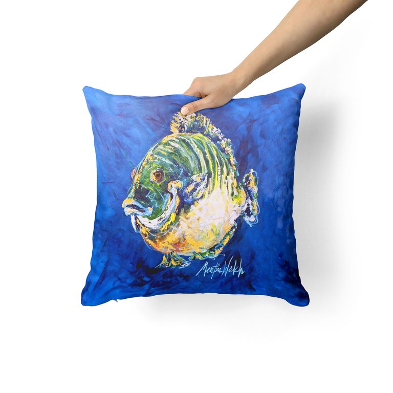 14 in x 14 in Outdoor Throw PillowBlue Gill Fabric Decorative Pillow