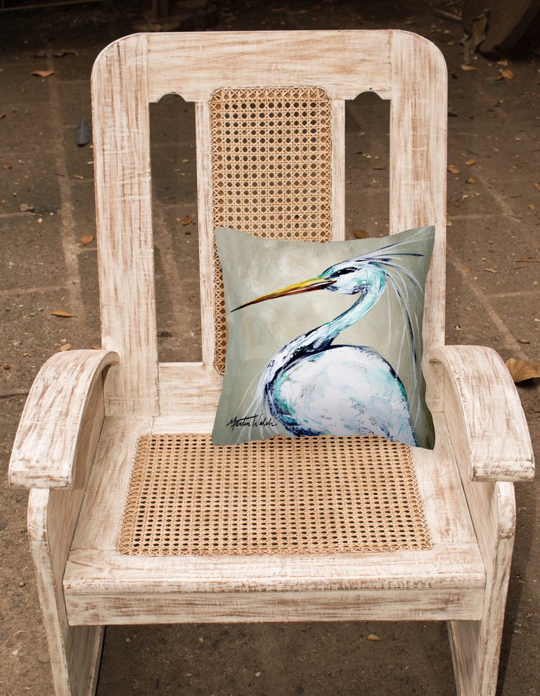 14 in x 14 in Outdoor Throw PillowBlue Heron Smitty's Brother Fabric Decorative Pillow