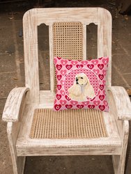 14 in x 14 in Outdoor Throw PillowBuff Cocker Spaniel Hearts Love Valentine's Day Fabric Decorative Pillow
