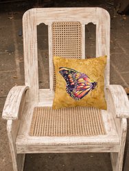 14 in x 14 in Outdoor Throw PillowButterfly on Gold Fabric Decorative Pillow