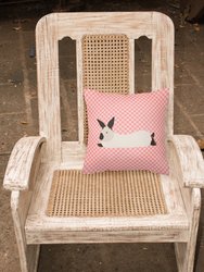 14 in x 14 in Outdoor Throw PillowCalifornia White Rabbit Pink Check Fabric Decorative Pillow