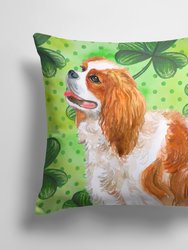14 in x 14 in Outdoor Throw PillowCavalier Spaniel St Patrick's Fabric Decorative Pillow