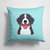 14 in x 14 in Outdoor Throw PillowCheckerboard Blue Bernese Mountain Dog Fabric Decorative Pillow