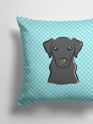 14 in x 14 in Outdoor Throw PillowCheckerboard Blue Black Labrador Fabric Decorative Pillow