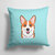 14 in x 14 in Outdoor Throw PillowCheckerboard Blue Corgi Fabric Decorative Pillow