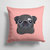 14 in x 14 in Outdoor Throw PillowCheckerboard Pink Black Pug Fabric Decorative Pillow