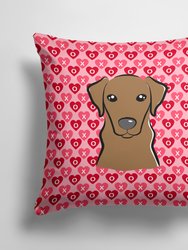 14 in x 14 in Outdoor Throw PillowChocolate Labrador Fabric Decorative Pillow