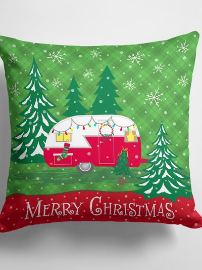 Caroline's Treasures 14 in x 14 in Outdoor Throw PillowChristmas Vintage Glamping Trailer Fabric Decorative Pillow product