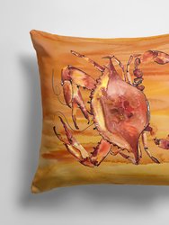 14 in x 14 in Outdoor Throw PillowCooked Crab Hot and Spicy Fabric Decorative Pillow
