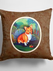 14 in x 14 in Outdoor Throw PillowCorgi  Fabric Decorative Pillow