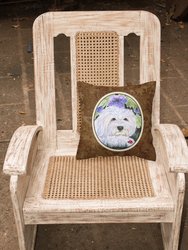 14 in x 14 in Outdoor Throw PillowCoton de Tulear Fabric Decorative Pillow