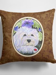 14 in x 14 in Outdoor Throw PillowCoton de Tulear Fabric Decorative Pillow