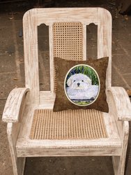 14 in x 14 in Outdoor Throw PillowCoton de Tulear Fabric Decorative Pillow