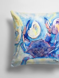 14 in x 14 in Outdoor Throw PillowCrab and oyster Fabric Decorative Pillow