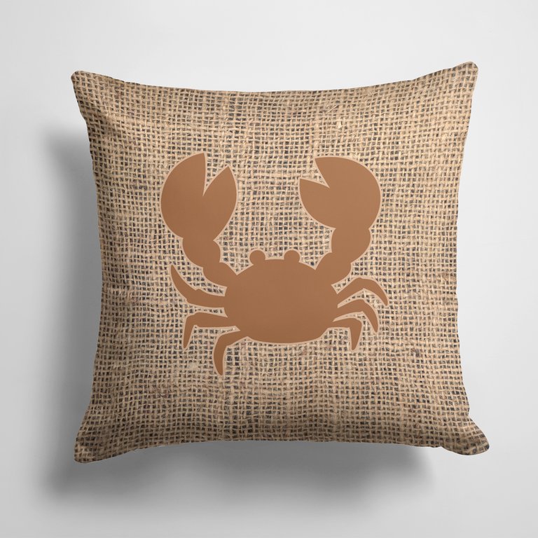 14 in x 14 in Outdoor Throw PillowCrab Burlap and Brown BB1104 Fabric Decorative Pillow