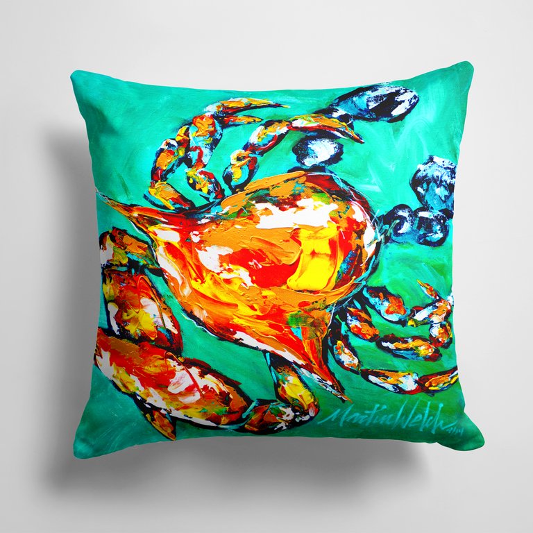 14 in x 14 in Outdoor Throw PillowCrab Fabric Decorative Pillow