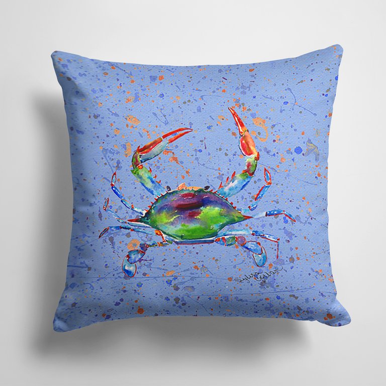 14 in x 14 in Outdoor Throw PillowCrab Fabric Decorative Pillow