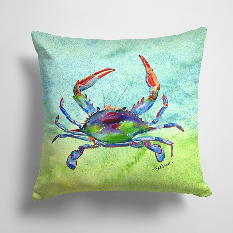 14 in x 14 in Outdoor Throw PillowCrab Fabric Decorative Pillow