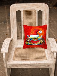 14 in x 14 in Outdoor Throw PillowCrab in Santa Hat Santa Claws Fabric Decorative Pillow