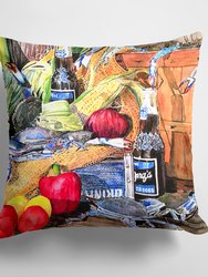 14 in x 14 in Outdoor Throw PillowCrabs and Barqs Fabric Decorative Pillow