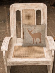 14 in x 14 in Outdoor Throw PillowDeer Burlap and Brown BB1012 Fabric Decorative Pillow