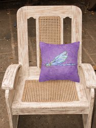 14 in x 14 in Outdoor Throw PillowDragonfly on Purple Fabric Decorative Pillow