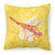 14 in x 14 in Outdoor Throw PillowDragonfly on Yellow Fabric Decorative Pillow