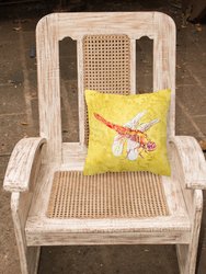 14 in x 14 in Outdoor Throw PillowDragonfly on Yellow Fabric Decorative Pillow