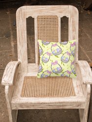 14 in x 14 in Outdoor Throw PillowEaster Basket and Eggs Fabric Decorative Pillow