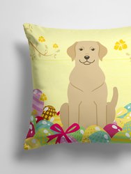 14 in x 14 in Outdoor Throw PillowEaster Eggs Yellow Labrador Fabric Decorative Pillow