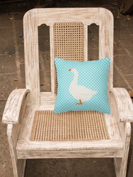 14 in x 14 in Outdoor Throw PillowEmbden Goose Blue Check Fabric Decorative Pillow
