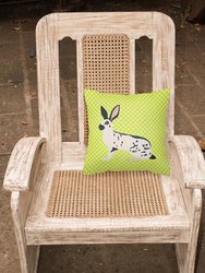 14 in x 14 in Outdoor Throw PillowEnglish Spot Rabbit Green Fabric Decorative Pillow