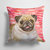 14 in x 14 in Outdoor Throw PillowFawn Pug Love Fabric Decorative Pillow