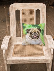 14 in x 14 in Outdoor Throw PillowFawn Pug St Patrick's Fabric Decorative Pillow