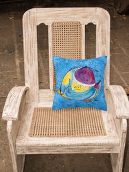 14 in x 14 in Outdoor Throw PillowFish  Tropical Fabric Decorative Pillow