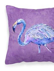 14 in x 14 in Outdoor Throw PillowFlamingo on Purple Fabric Decorative Pillow