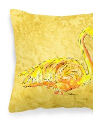 14 in x 14 in Outdoor Throw PillowFlamingo on Yellow Fabric Decorative Pillow