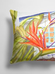 14 in x 14 in Outdoor Throw PillowFlower - Bird of Paradise Fabric Decorative Pillow